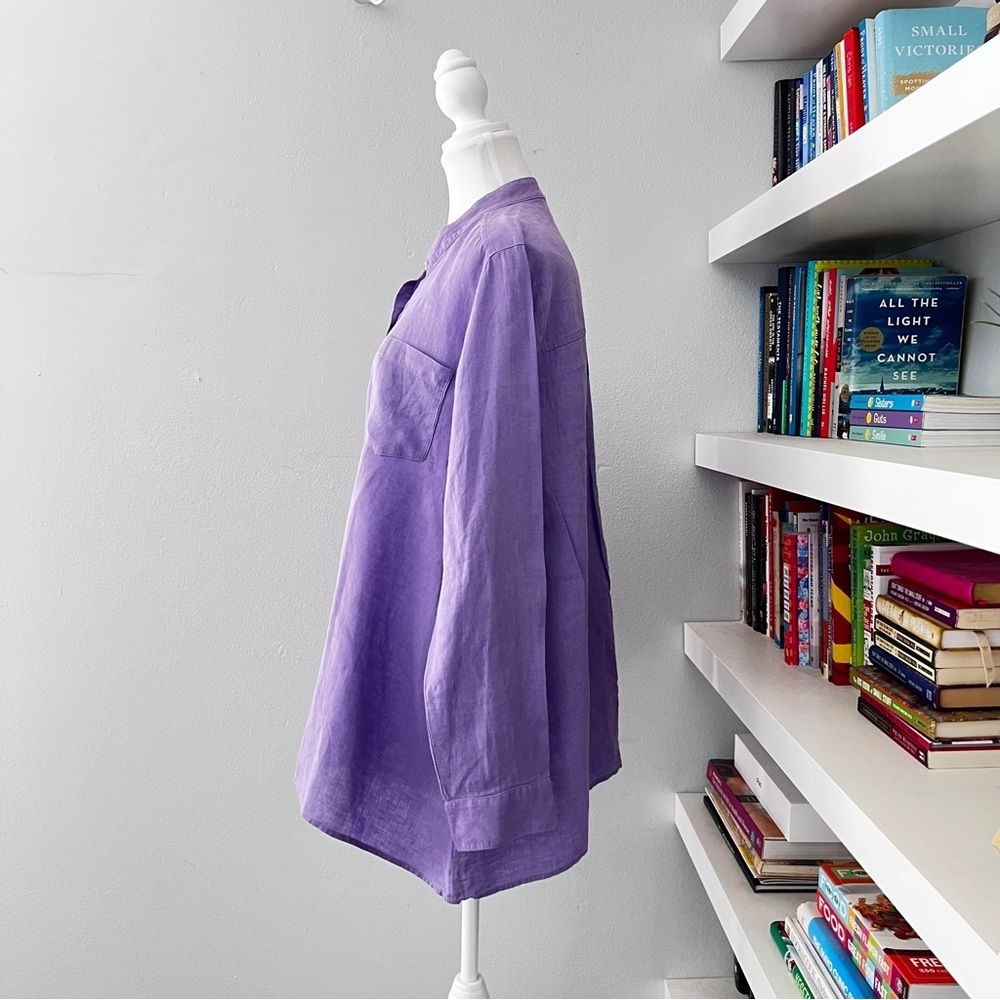 Eileen Fisher Lavender Irish Linen Button Down Tunic Sz Medium Runs Large - Picture 5 of 13